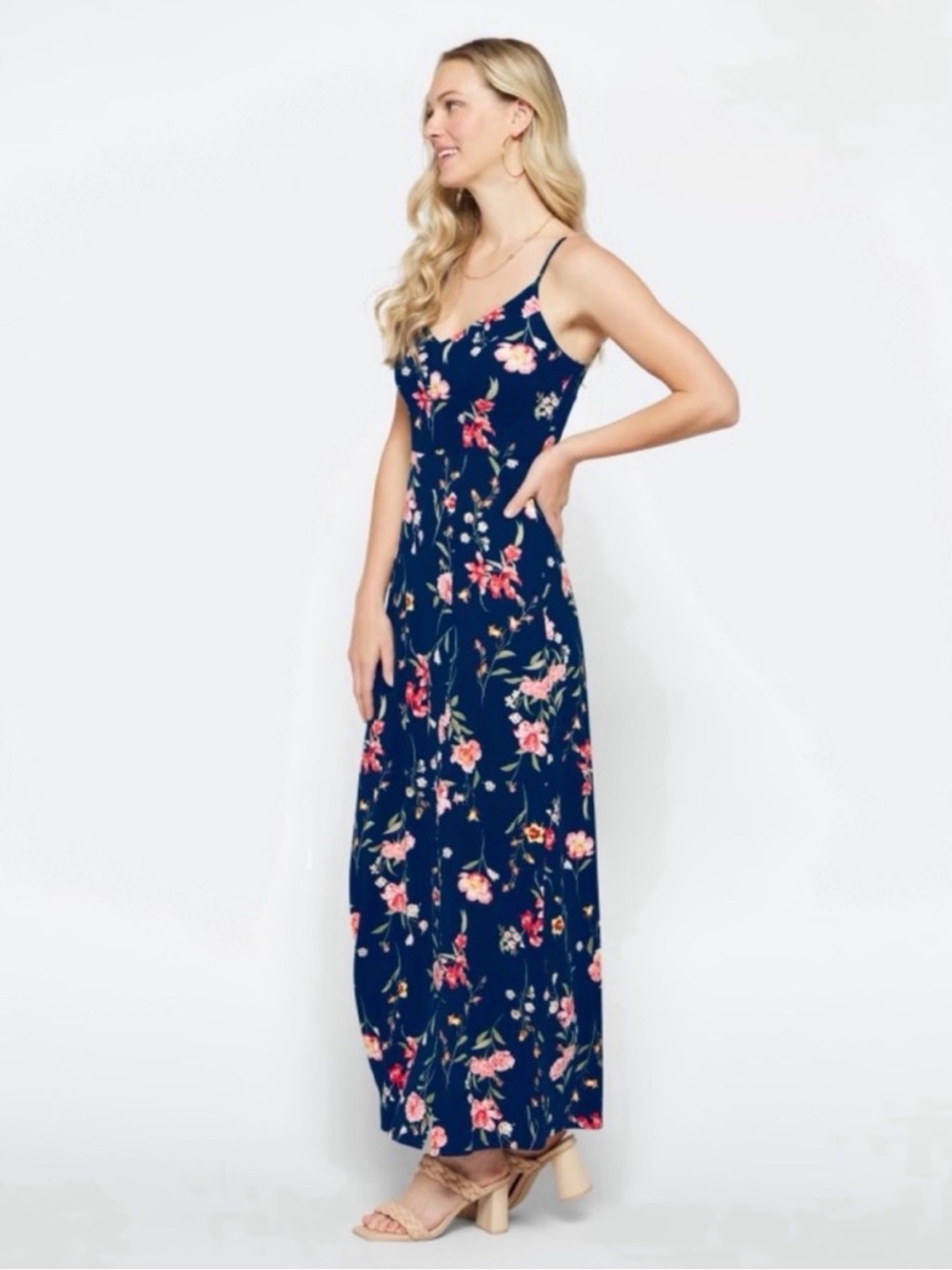 NWT Nine Britton Kellie Floral Maxi Dress Navy L - Picture 2 of 8